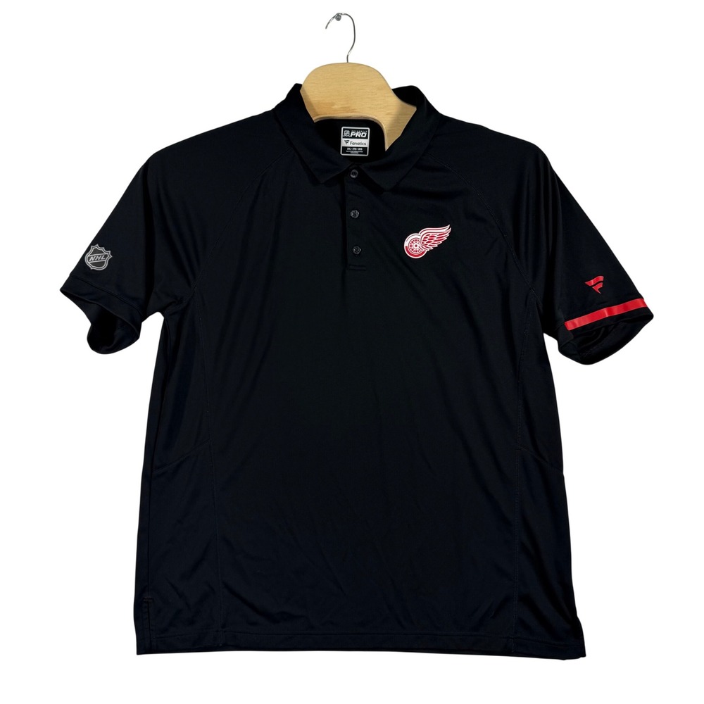 Fanatics Detroit Red Wings Polo Mens 2XL Black NHL Authentic Pro Performance
